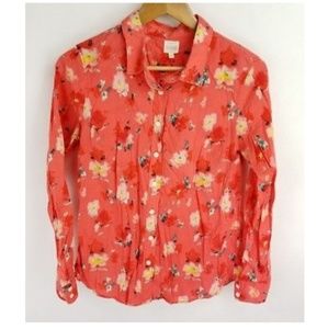 J Crew The Perfect Shirt Pink Red Floral Medium